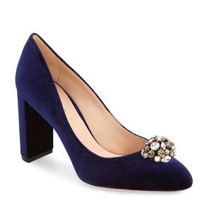 DEIMILLE DELLA PIA CRYSTAL EMBELLISHED PUMP IN ROYAL BLUE VELVET
